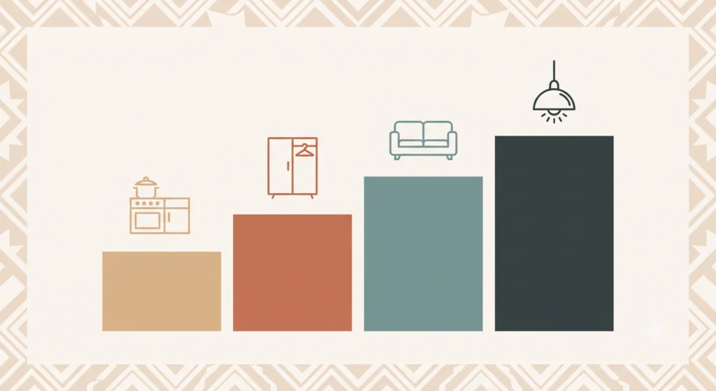 3 BHK interior design cost comparison Ahmedabad, budget tiers