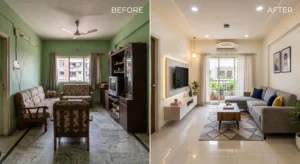Before and after interior transformation in Ahmedabad
