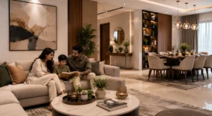 Modern luxury home interior designed by Saara Spaces in Ahmedabad