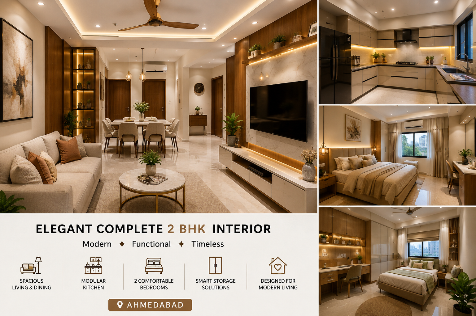 Modern 2 BHK home interior in Ahmedabad