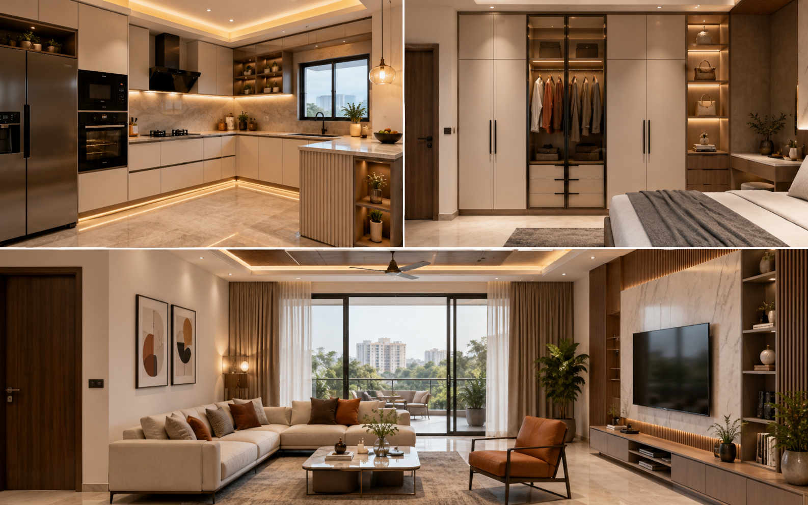 Interior components included in a 2 BHK home design