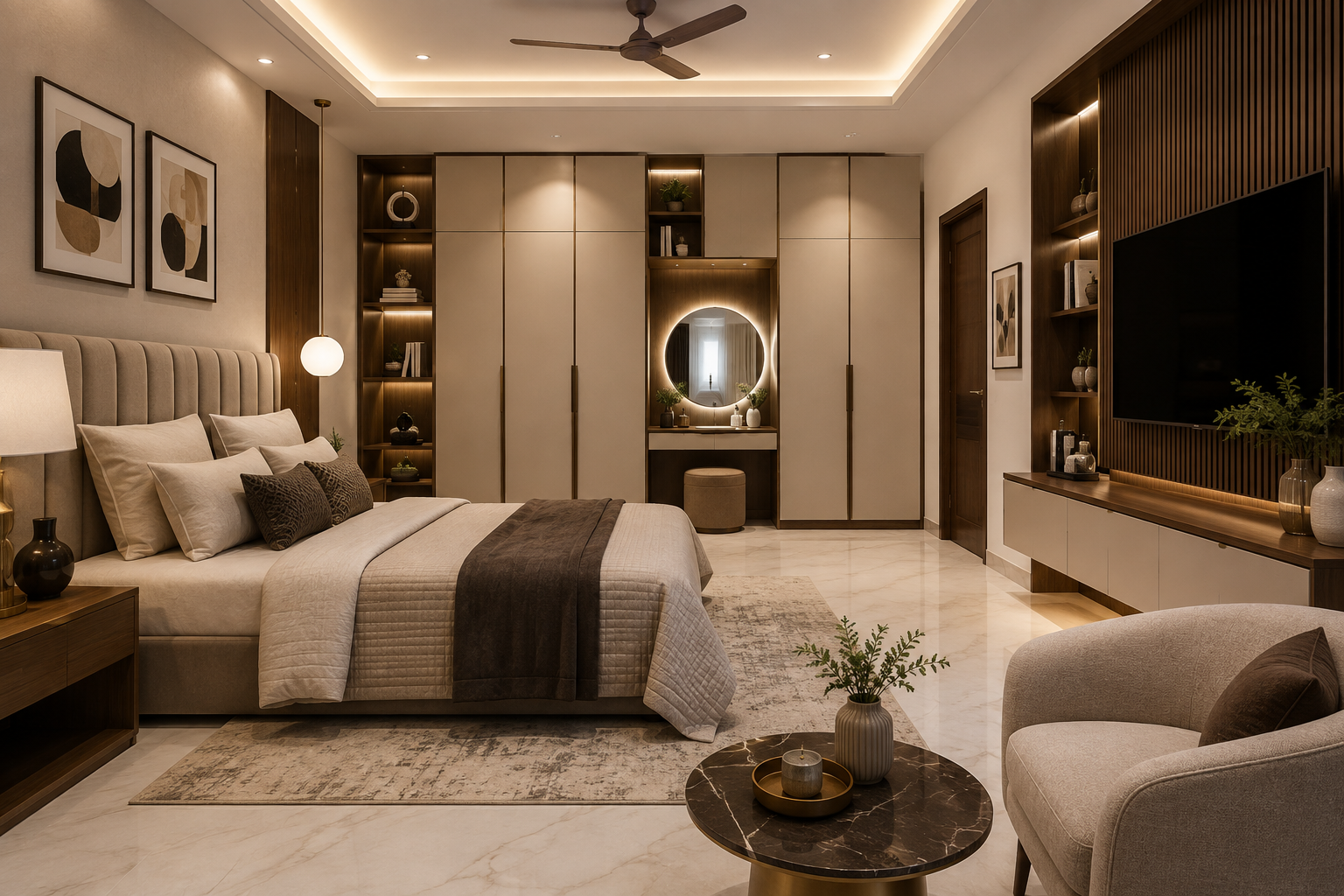 Living room and bedroom furniture for a 2 BHK home