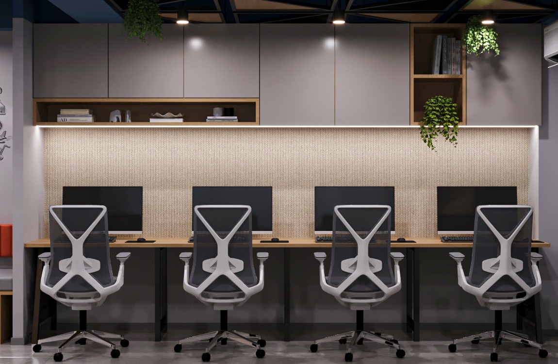 Linear workstations in Shivam Logistics office Ahmedabad