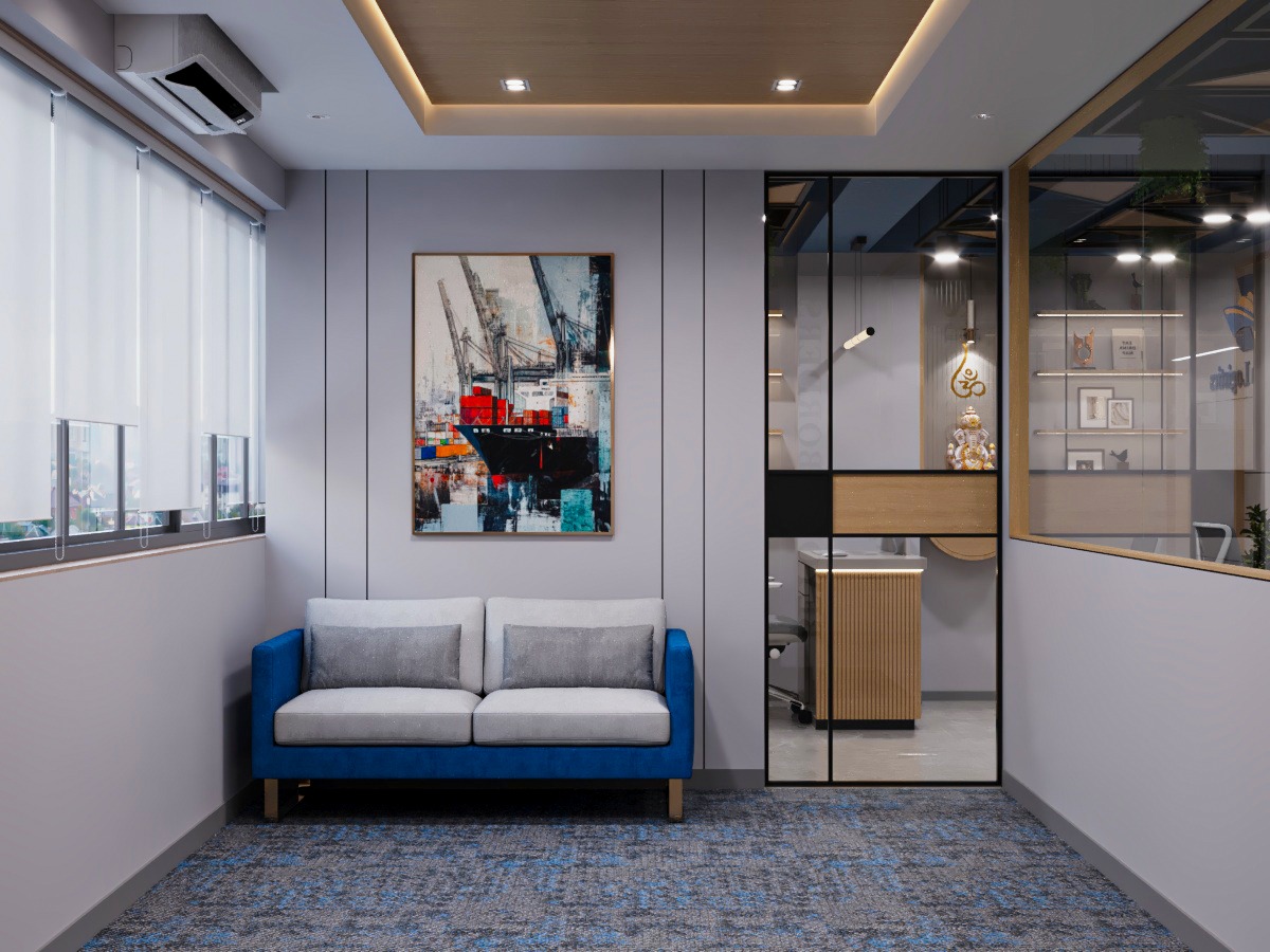 Logistics-inspired wall graphics in Shivam Logistics office
