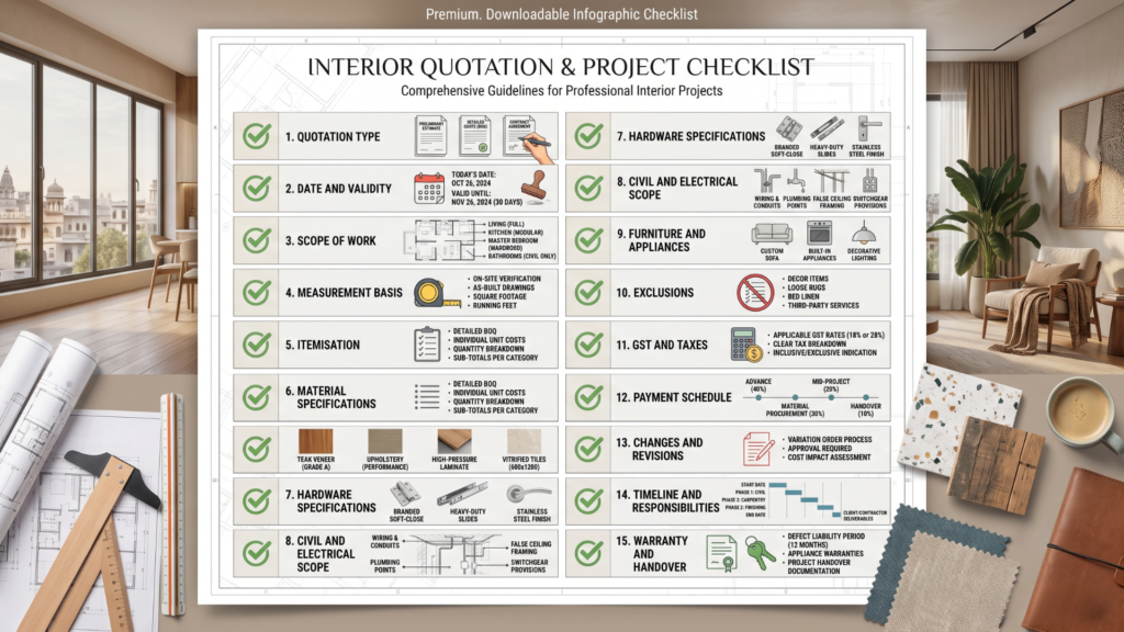 15-point interior design quotation checklist before signing in Ahmedabad