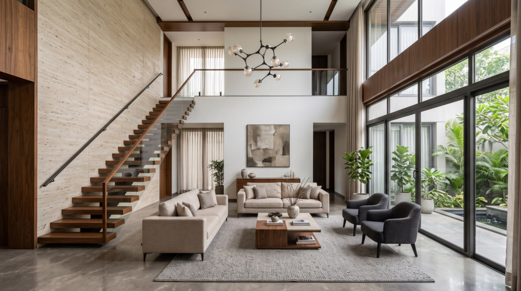 Luxury bungalow living room interior in Ahmedabad