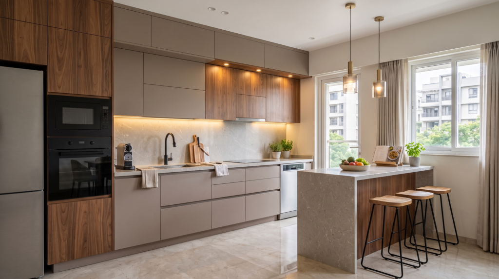Modern luxury modular kitchen design in Ahmedabad home