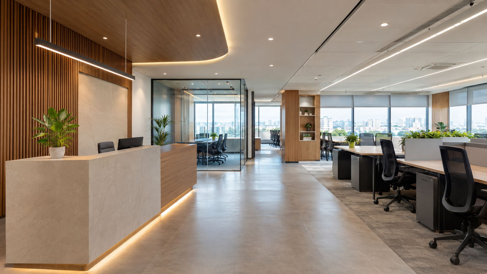 Completed turnkey office interior project in Ahmedabad
